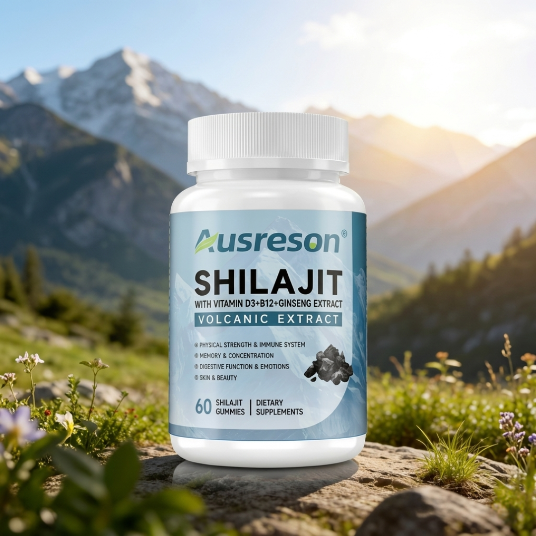 Ausreson Shilajit Gummies — Volcanic Extract with Vitamin D3, B12 & Ginseng