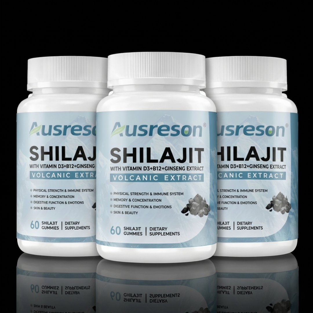Ausreson Shilajit Gummies — Volcanic Extract with Vitamin D3, B12 & Ginseng