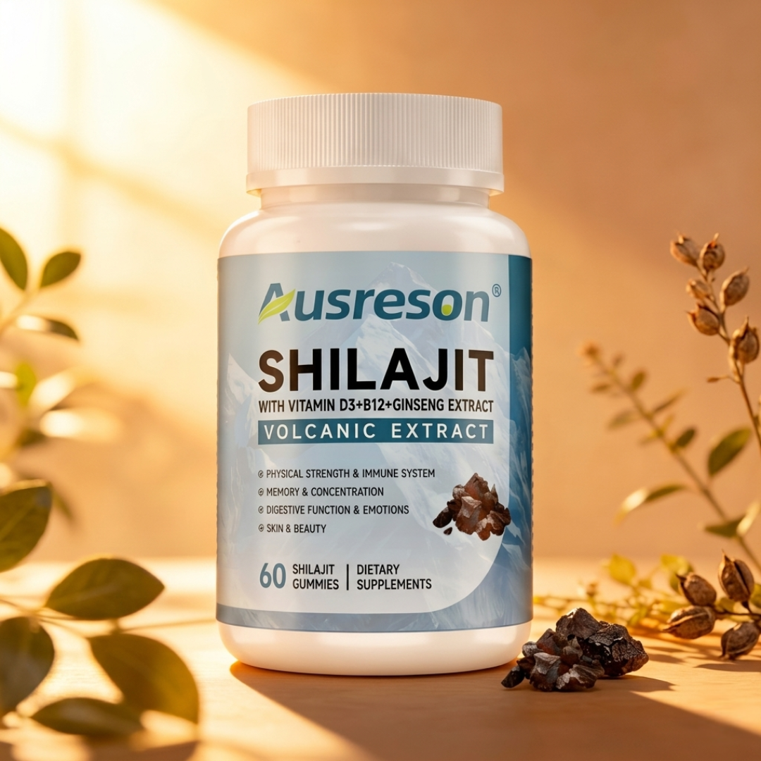 Ausreson Shilajit Gummies — Volcanic Extract with Vitamin D3, B12 & Ginseng
